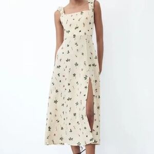 Zara Floral Embroidered Linen Dress